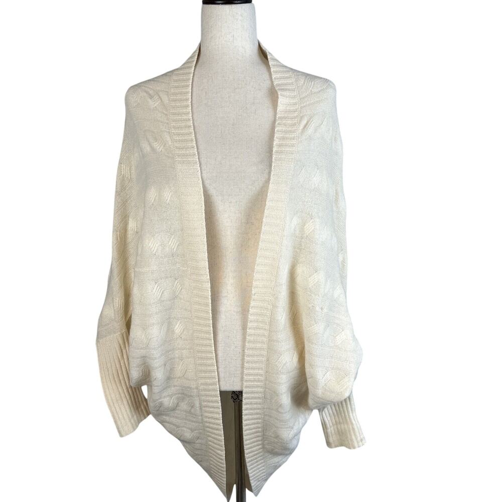 White Warren Dolman Sleeve Cable Knit Cardigan Sweater Size S Ivory Cashmere